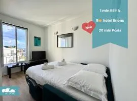 1 min Gare RER A - 20min Paris - Joli studio neuf