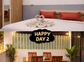 Happy Day 2, one private room "king size bed" and two open room with double bed each, total six people