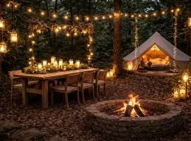 Peaceful Bell Tent Campsite with Fire Pit & String Lights Near Madison Township, Indiana