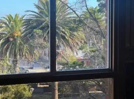 Amplio departamento luminoso, a 2 cuadras de la playa, con vista a la plaza, pegado a la peatonal principal y con cochera privada