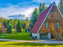 Drewniane domki u podnóży Karkonoszy