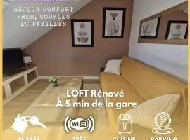 Loft Moderne et Rénové - Idéal Pros & Familles - 1 à 4 pers - Wifi - 5 min de la Gare