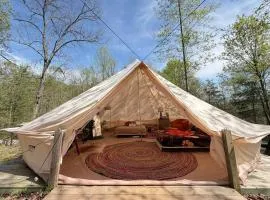 Premium Glamping Tent with HotTub, FirePit & Heater at Red River Gorge with Wooded Views & Bath House