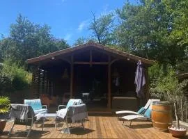 Air-conditioned chalet with pool near Arcachon