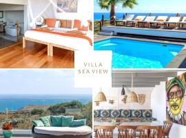 Sea View Villa mit 5 Schlafzimmern, Heated Pool, PS4, Fitnessraum、Tabayescoのホテル