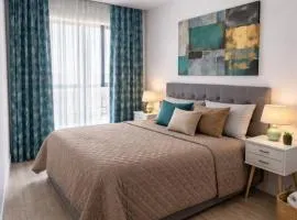 Modern 1BR Apartment with Terrace View - Romexpo