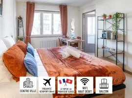 Studio 3pers, proche gare, aéroport et frontière