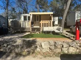 Mobile home avec terrasse salon jardin BBQ