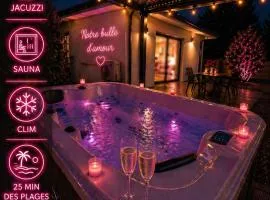 Un Séjour Romantique en couple avec Jacuzzi privé Chromothérapie Jardin Maison privée