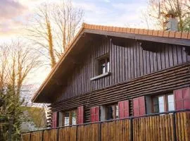 maison type chalet entourée d étangs