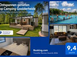 Luxe chalet voor gezinnen in familiepark Goolderheide met openlucht zwembaden en ruim overdekt terras 24m2, hotel en Bocholt