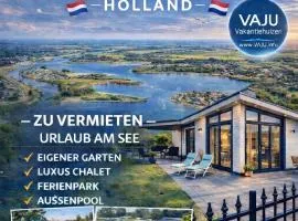 Ferienhaus LuxChalet #VAJU Lathum# am See, Strand, Pool, Nationalpark