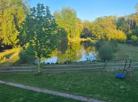 Maison 12 personnes terrain et etang privée, hôtel 