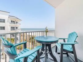 Gulf-view condo in beachfront complex with a balcony central AC pools & gym