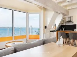 Strandkoje in erster Reihe mit traumhaftem Blick auf die Kieler Förde