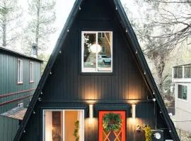 Atomic A-Frame Mid Century Space-Age Fireplace Ski Hiking Swimming