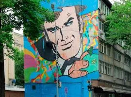 A house with a mural in Almaty