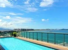 Flat Century Plaza 508, apartamento com vista para praia e canal de Camburi