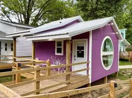 Purple Tiny Home With Fire Pit and Nature