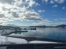 House by the fjord and mountains