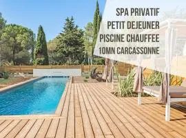 Les Gîtes de Laure - L'Eden Romantique, B&B, Spa privatif et Petit Déjeuner, Couloir de nage, 10mn Carcassonne