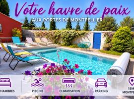 Grande maison jardin piscine clim et parking, hotel i Lavérune