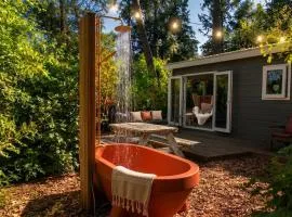 Romantisch boshuisje met privé buitenbad
