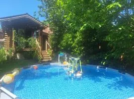 CABIN in hosts huge garden CHILD FRIENDLY with Hens Kittens firepit Marshmallows