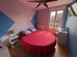 Chambre avec lit rond king size insolite, proche TGV, parking gratuit