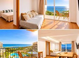 Primera línea, playa, piscina y amanecer