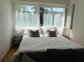 Chambre calme et confortable, avec vue sur Parc, appartement à disposition