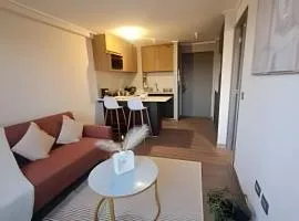 Depto. nuevo en condominio, estacionamiento y wifi