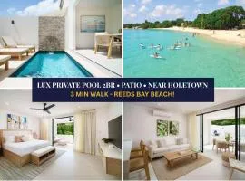 New Stylish 2BR Villa Walk to Beach Pool