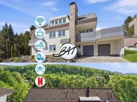BAT Home Solutions Trierweiler - alles was ein Hotel nicht bietet - 5 Apartments 40 bis 120 qm für bis zu 29 Personen - 5-Raum-Apartment barrierefrei - 60 qm Balkon mit Blick bis Luxemburg - einzeln bis komplett buchbar - 3 Min zur A64