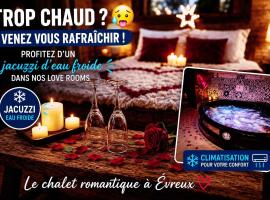 Le Chalet romantique en montagne, SPA, Écran cinéma, Lit king size, day use, 5min centre, hotel a Évreux
