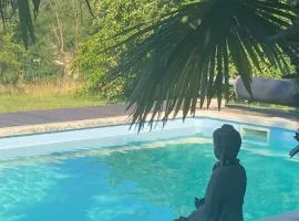 vue et acces piscine chambre d hôte Ferme Bressane avec entree independante