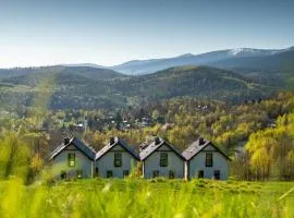 Domki Na Skale z widokiem na panoramę Karkonoszy