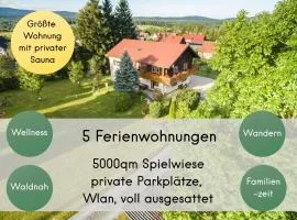 Gästehaus Philipp im Herzen des Fichtelgebirges - 5 Ferienwohnungen, großes Grundstück, Wald und Wiese, Wohnung mit privater Sauna, kostenfreie Parkplätze, WLAN