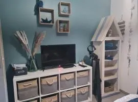 Chambre bleu avec piscine