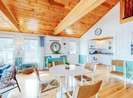 Dazzling ocean-view house with fireplace, deck, firepit, central AC, & W/D