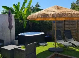Beau logement avec terrasse, jacuzzi et terrain de pétanque privatif à 5 minutes de la plage