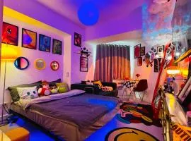 Moodscape at Azure North Cozy Bauhaus & Retro themed room
