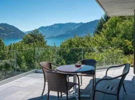 Lake & Mountain View Apartment near Faulensee Balcony BBQ & Free Parking