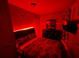 Stylish Red LED Bedroom