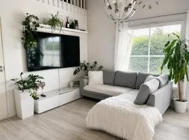 Hopea Villa, Vuokatin ytimessä sisältyy Sauna, ilmainen pysäköinti, Wi-Fi, iso 75smartTV, omapiha, sopii perheille, parvellinen tilava kaksio, 1x 160cm sänky, 1x 160cm vuode sohva, 2x 120cm sänky