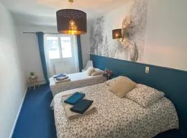 Chambre Triple Vue sur Château de Lourdes - Cuisine Partagée et Salle de Bain Privative