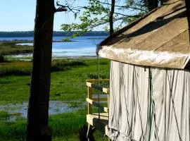 Beautiful Lakefront Safari Tent with Ensuite Bathroom, King Bed, and a Fabulous View, near Acadia National Park in Maine