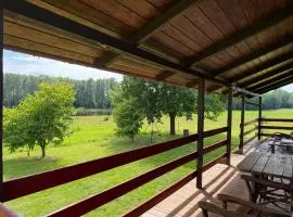 Drewniany domek nad stawami