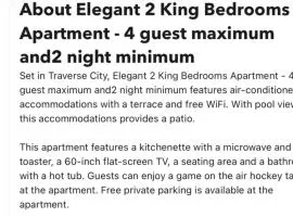 Elegant 2 king bedroom apt