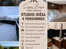 Studio 4 personnes Super Besse centre de station avec balcon vue sur les montagnes